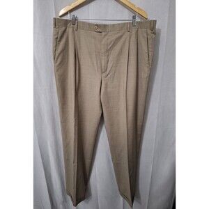 Zanella Bennett Pleated Cuffed Dress Pants Men's 42x30 Wool Brown Made in Italy